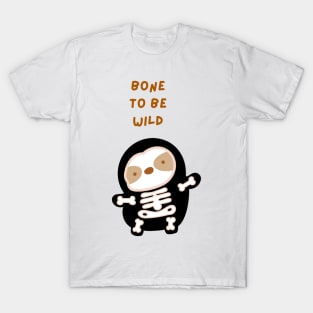 Bone to Be Wild Halloween Skeleton Sloth T-Shirt